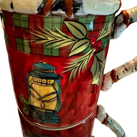 Vintage Susan Winget Holiday Lodge Mugs 4.5 “ Tall 16 Oz Capacity Set Of Two - Picture 6 of 13